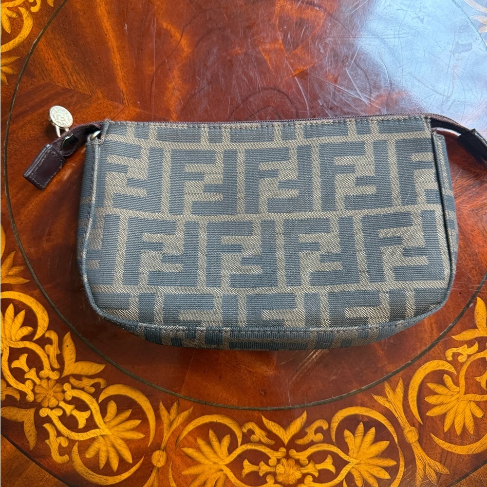 Fendi Zucca Canvas Brown FF Zip Pouch MSRP $1395 - Picture 11 of 12